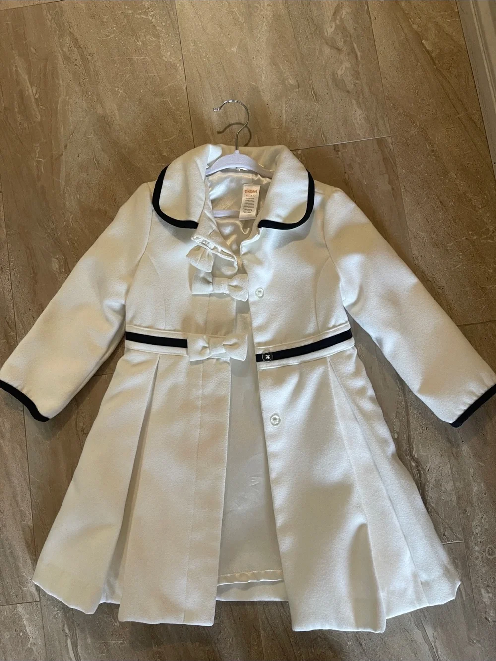 Gymboree White Coat with Black Trim and Bows